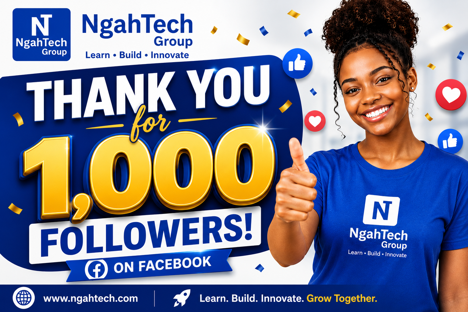 We're Celebrating 1,000 Followers on Facebook | Thank You from Ngahtech Group